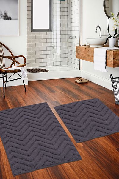 BARANO YUSSİ Tiran 2-Pece Bath Mat Anthracite (Σετ 2)