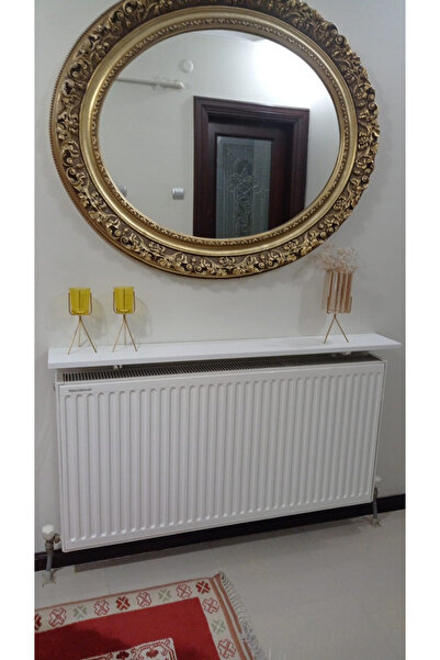UTKU TASARIM Dresuar Kalorifer Peteği Rafı 80 x 17 cm Modern Petek Üstü Uçan Raf Kitaplık Beyaz