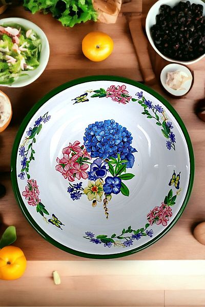 İnci Emaye 24 cm Enameled Bowl, Pit Plate, Salad Plate, Chips Plate