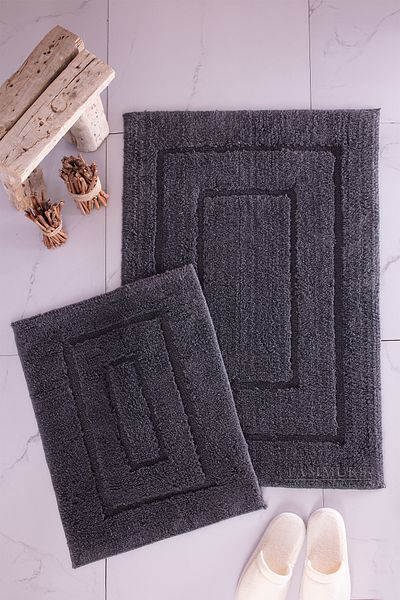 BARANO YUSSİ Anthracite Frame Σετ 2 Χαλάκια Μπάνιου - Σετ 2 τεμαχίων