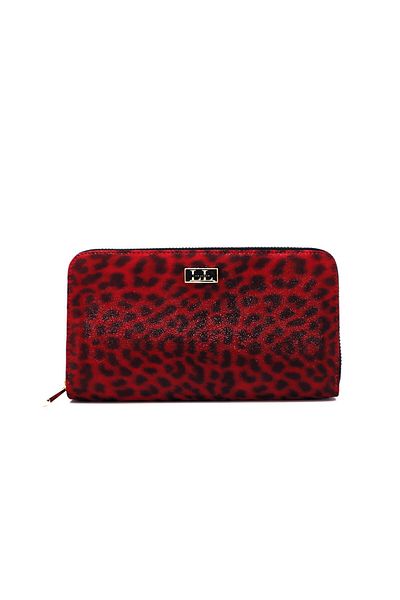 Lux Leder Genuine Leather Leopard Print Suede Wallet