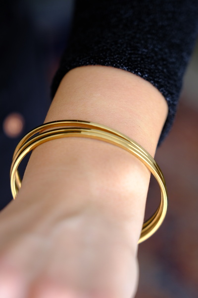 mysteriajewelry Çelik 3'lü Gold Renk Ajda Bilezik