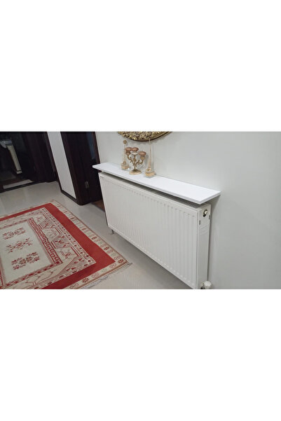 UTKU TASARIM Dresuar Kalorifer Peteği Rafı 100 x 17 cm Modern Petek Üstü Uçan Raf Kitaplık Beyaz