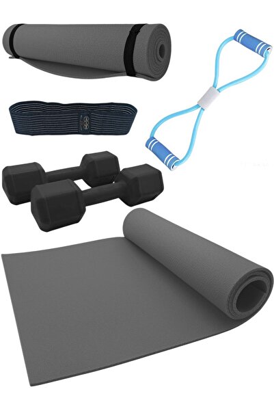 Tosima PRO-5 Pilates Seti Squat Band Dambıl Göğüs Direnç Lastiği ve Pilates Minderi