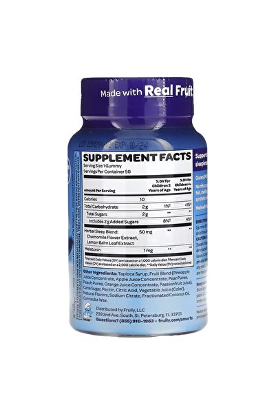 SMURFS Kids Gummy, Restful Sleep, Ages 3+, Berry, 50 Gummies