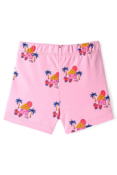 Bonfino 100% Cotton Knit Sleeveless Top & Shorts Co-ord Set With Sunset Print - Pink