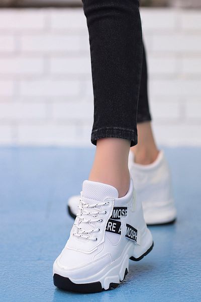 Mamito Ayakkabı Frm 176 Hidden Heel Love Sports Shoes-white Black Sole