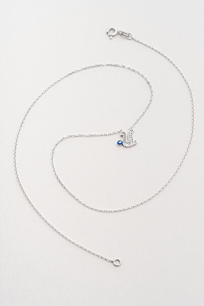 So CHIC... U Harfi 18 Ayar Beyaz Altın Kaplama 40 Cm Gümüş Nazar Kolye