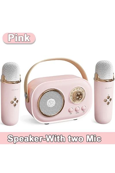 Choice Pink Bluetooth Speaker With 1-2 Wireless Microphone Support Karaoke TF Card FM Play HIFI Bass Handsf