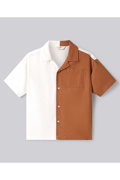 Primo Gino Rayon Oversized Drop Shoulder Short Set - Off White/Brown