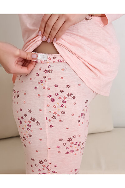 ERDENİZ TEKSTİL Hamile Gecelik, Pijama ve Sabahlıklı Takım 4'lü Set / Nakışlı Ve Düğmeli Yaka / Pamuklu Penye Kumaş