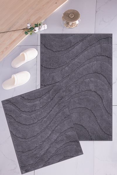 BARANO YUSSİ Πατάκι μπάνιου Florida 2 τεμαχίων Anthracite (Σετ 2)