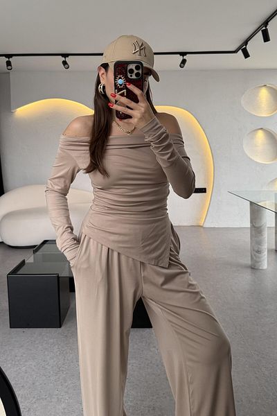 bymaestro woman Women's New Season Boat Neck Modal Suit