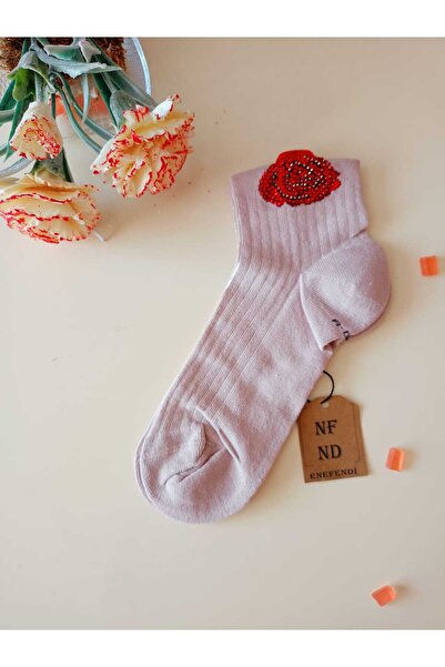 ENEFENDİ Дамска нощница - памучна с къс ръкав - червено-черна, модел 3640