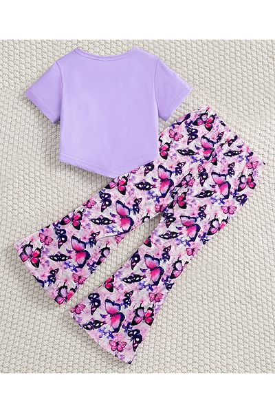 SAPS T-Shirt & Bottom Printed Set - Purple