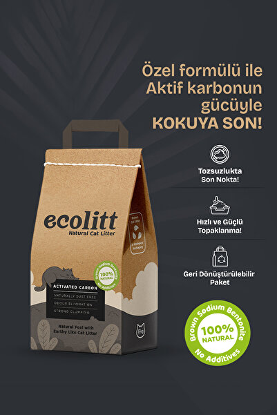 Ecolitt Cat Litter Ultra Koku Hapseden Kraft Paketli Topaklanan Kahverengi Be...