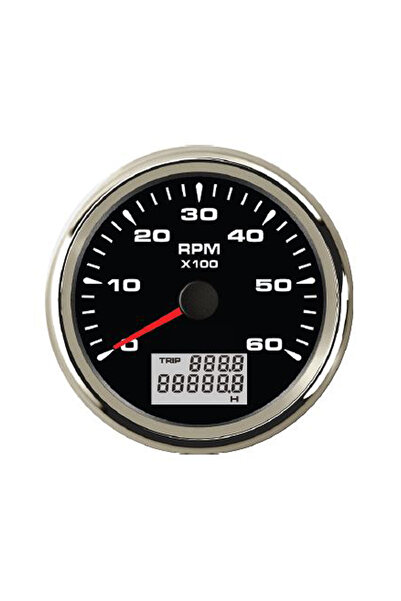 SomayStore Sealux Devir Göstergesi Siyah Kadran 6000rpm 12/24v Ø85mm