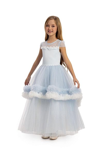 Pamina Blue under 3-7 Years Girls Dress and Tulle Evening Dress