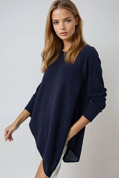 VAGGON Γυναικείο τουνίκ ασύμμετρης κοπής Navy Blue Prmx5261
