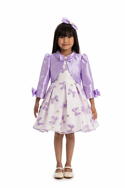 Pamina Girl's Bow Bolero and Headband Dress 3-7 Years Lilac