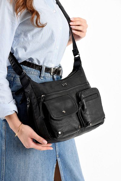 571 Collections Çanta Faux Leather Shoulder Bag Black (Model: 571-13-10K)