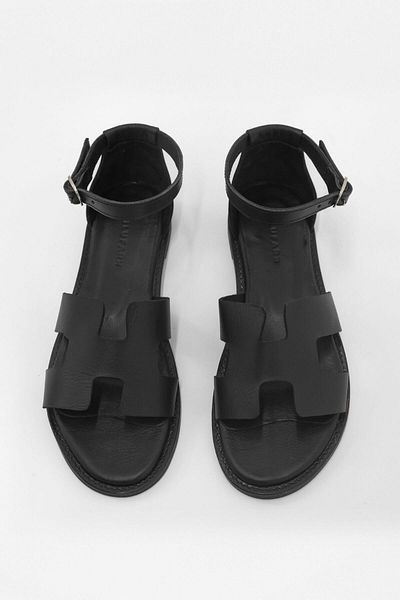 NILUFARR Genuine Leather Women's Black Sandals - Hero