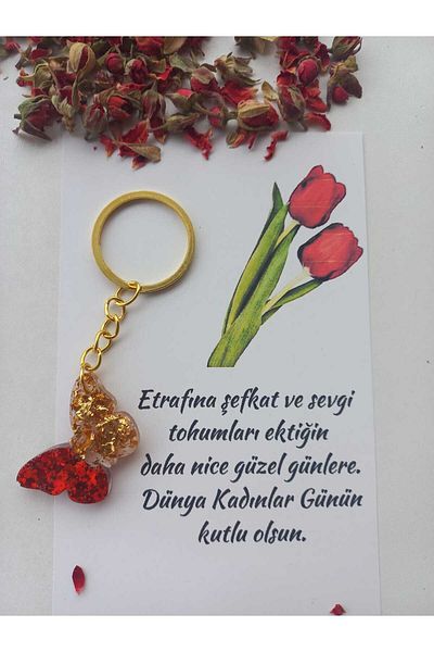 demirbasavm Special Handmade Epoxy Butterfly Keyring for Women's Day