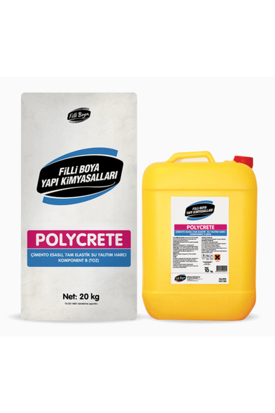 Filli Boya Polycrete Tam Elastik Su Yalıtım Malzemesi Takım 20 Kg Toz 10 Kg Sıvı