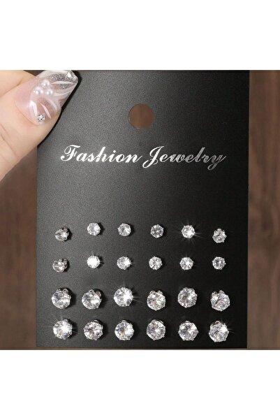 Choice style 2 12pairs Fashionable Minimalist Cubic Zirconia Sparkly Earrings...