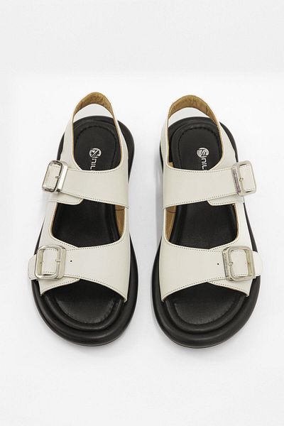 NILUFARR Genuine Leather Mango Beige Women's Sandals