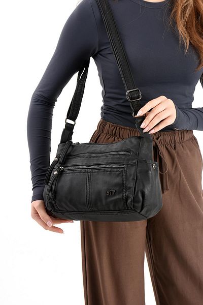 571 Collections Çanta Faux Leather Shoulder Bag Black (Model: 571-13-10m)