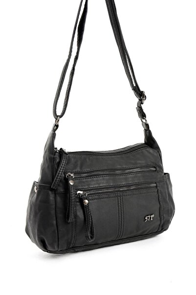 571 Collections Çanta Faux Leather Shoulder Bag Black (Model: 571-13-10m)
