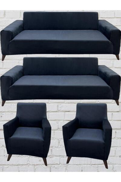 Sahaneev 3+3+1+1 İtalyan Süet Koltuk Örtüsü(ANTRASİT)