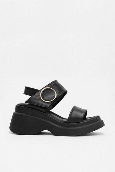 NILUFARR Genuine Leather Black Heeled Sandals
