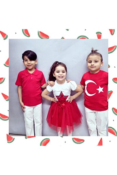 YCN TEKSTİL Κοριτσίστικο Σετ Μπλουζάκι και Φούστα για Επίδειξη/Γιορτή