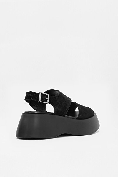 NILUFARR Simba Black Suede Thick Soled Women's Sandals