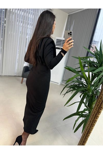 SONREİR Rochie creion maro cu cataramă pătrată
