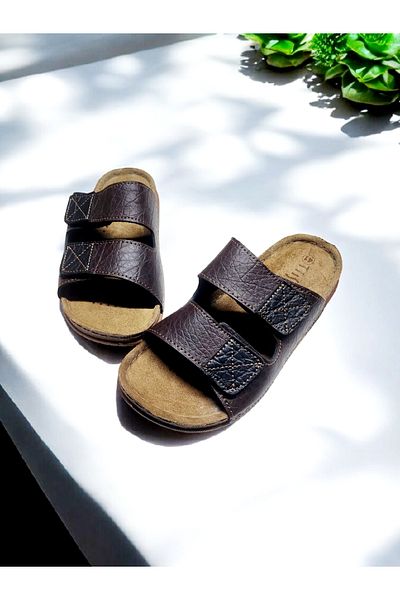 GEZER Ανδρικές παντόφλες με σόλα Velcro Cork Daily Home and Outdoor