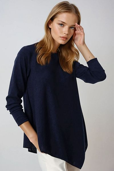 VAGGON Γυναικείο τουνίκ ασύμμετρης κοπής Navy Blue Prmx5261