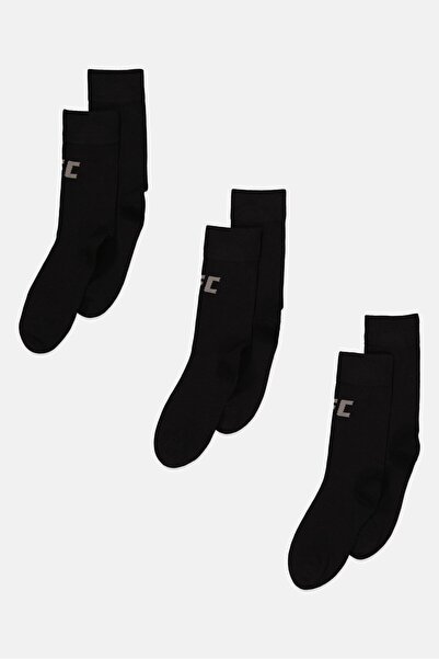 UFC Men 3 Pairs Brand Logo Long Sport Socks, Black
