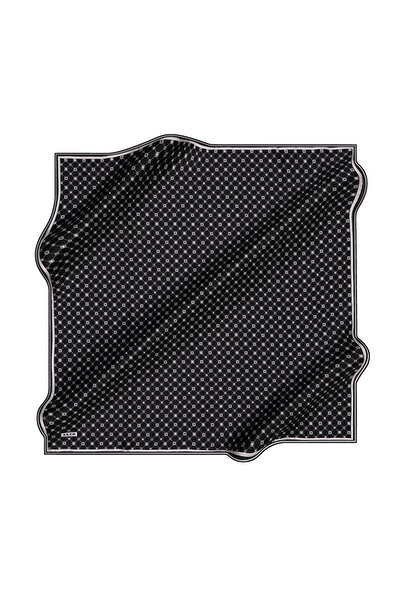 Aker Logo Desenli İpek Krep Saten Eşarp