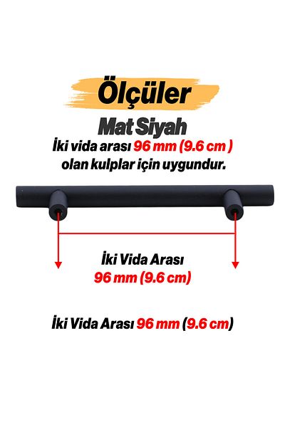 Badem10 Tijă 10 bucăți mâner metalic negru (96 mm-9,6 cm) mobilier bucătărie sertar dulap dulap mâner mâner