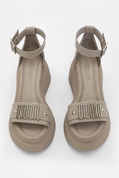 NILUFARR Genuine Leather Electro Mink Women's Sandals - Silver Accessories, Heels