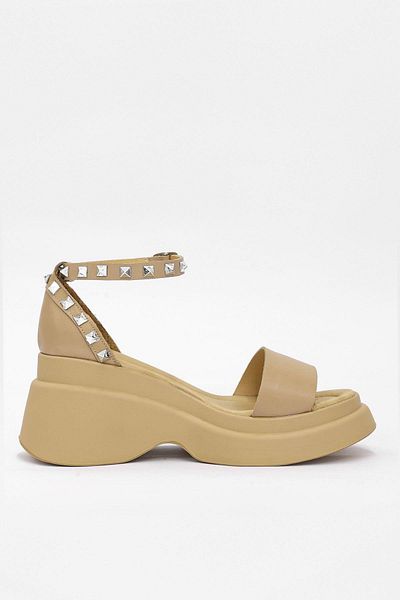NILUFARR Disco Nude Genuine Leather - Trock Heel Women's Sandals