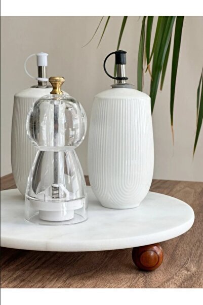 ÖZAY HOME Doğal Mermer Pasta Kek Standı, 25 Cm, Ahşap Ayaklı Kek Standı, Merm...