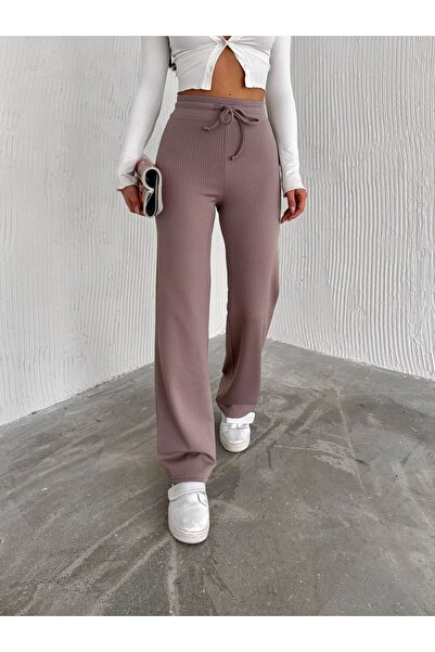 DeChival KADIN BOL PAÇA FİTİLLİ PANTOLON YAZLIK WİDE LEG EŞOFMAN ALTI