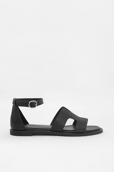 NILUFARR Genuine Leather Women's Black Sandals - Hero