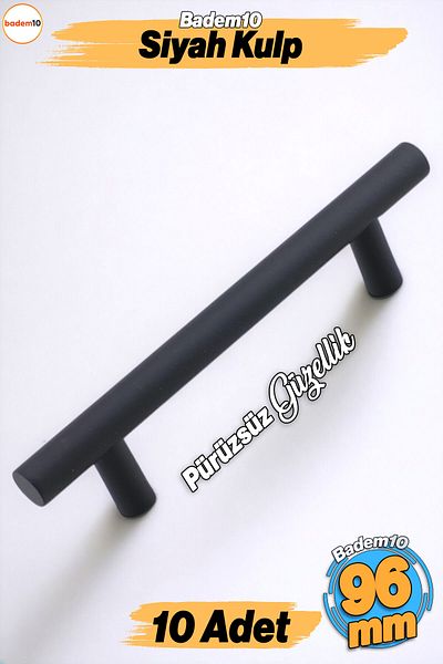 Badem10 Tijă 10 bucăți mâner metalic negru (96 mm-9,6 cm) mobilier bucătărie sertar dulap dulap mâner mâner