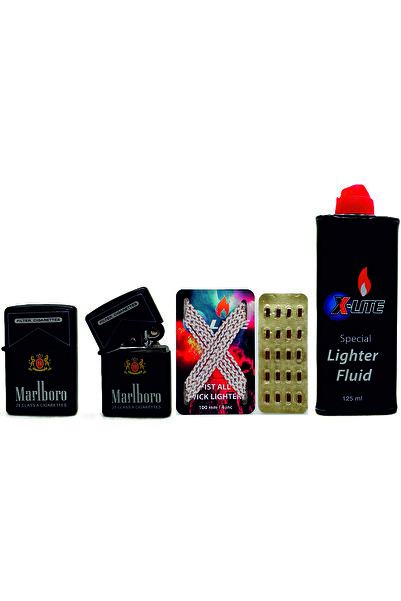 ATA TANITIM S.Marlboro Logolu Benzinli Çakmak Ve X-lıte Benzin (125 ml)+20 Ç....