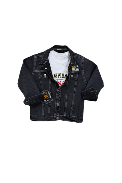 Rhythm Clothing Printed Boys' 3-Piece Casual Jeans Set with Text Embroidery